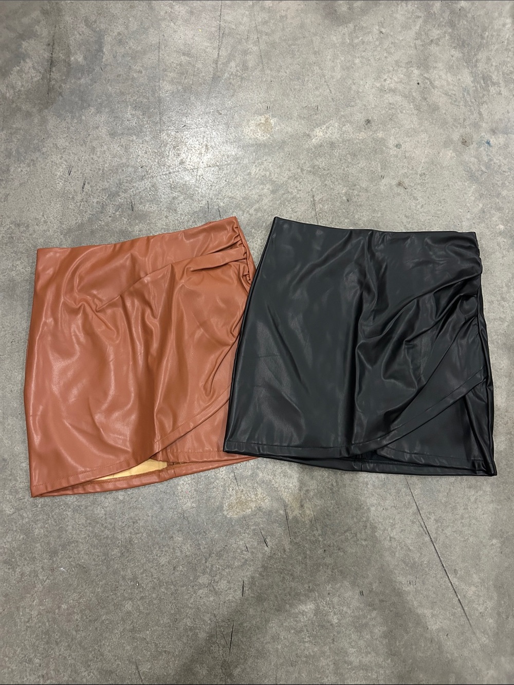 SHEIN Faux Leather Mini Skirt Duo - Black & Brown